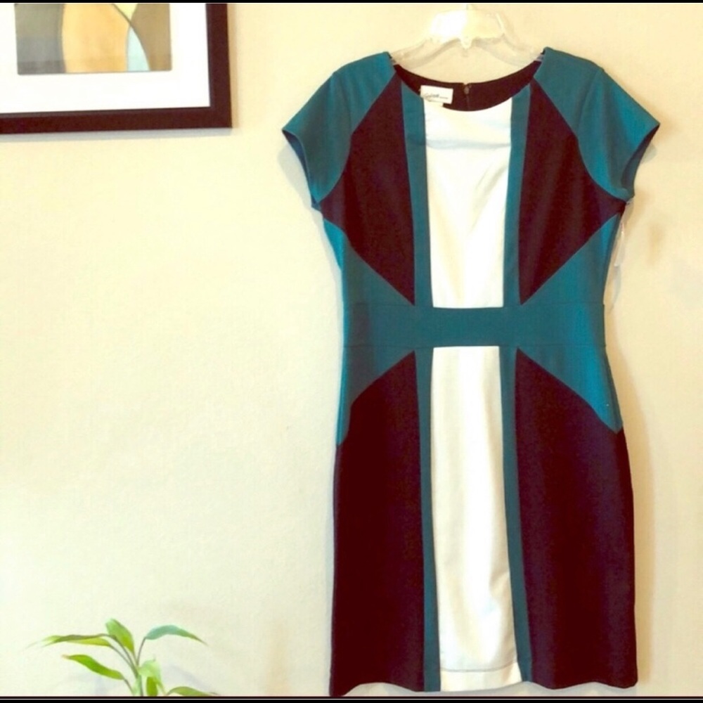 Cute dress with 3 color to e green, black, white good for office , date night.